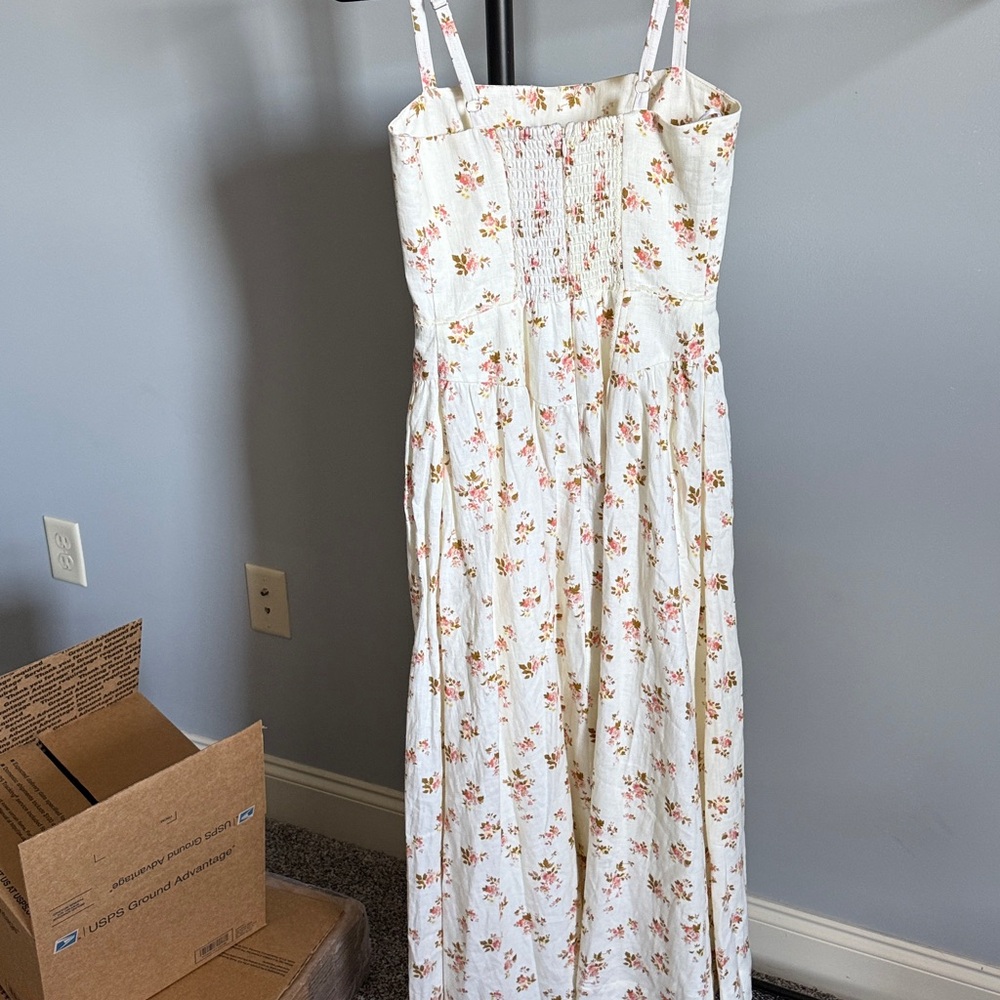 Reformation Cream Floral Sundress with Pink & Peach Blossoms - Picture 4 of 5